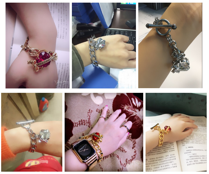 Bracelet Crystal Gemstone Love Zircon Bow Pendant T-Buckle Crown Handmade - Image 4